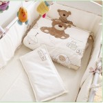 Cotton Baby Cot Bedding Set Newborn Cartoon Bear Crib Bedding Detachable Quilt Pillow Bumpers Sheet Cot Bed Linen 4 Size