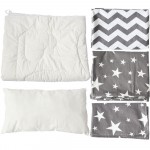 5Pcs Baby Bedding Set For Crib Newborn Baby Bed Linens For Girl Boy Detachable Cot Sheet Quilt Pillow Including The Filling