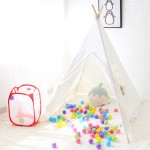 Four Poles Children Teepees Kids Play Tent Cotton Canvas Teepee White Playhouse for Baby Room Tipi