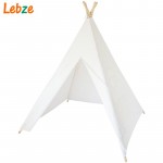 Four Poles Children Teepees Kids Play Tent Cotton Canvas Teepee White Playhouse for Baby Room Tipi