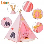 Five Poles Indian Play Tent Children Teepees Kids Tipi Tent Cotton Canvas Teepee White Play House for Baby Room