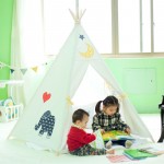 Five Poles Indian Play Tent Children Teepees Kids Tipi Tent Cotton Canvas Teepee White Play House for Baby Room