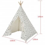 Four Poles Kids Tent Black Triangle Printed Teepee Children Play Tent Cotton Canvas Tipi for Baby Room Toy Ins Hot