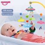 Huanger Musical Crib Mobile Bed Bell Baby Rattle Rotating Bracket Projecting Toys for 0-12 Months Newborn Kids Christening gift