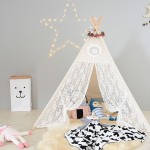 Four Poles Children Teepees Lace Cream Tent For Girls Kids Play Tent Cotton & Lace Tipi For 0-12 Baby Ins Hot