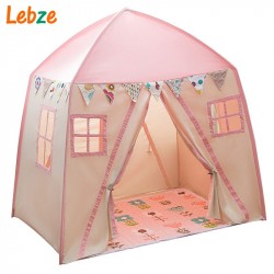 Rectangle Yurt Kids Tent Fiber Shelves Children Teepee With 2 Doors Toddler Play Tent Cotton Canvas Play House for Baby Room