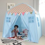 Rectangle Yurt Kids Tent Fiber Shelves Children Teepee With 2 Doors Toddler Play Tent Cotton Canvas Play House for Baby Room