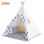 Black Tree Printed Children Teepee Four Poles Kids Play Tent Cotton Canvas Tipi For Baby House Ins Hot Foldable Children's Tent