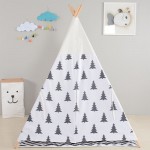 Black Tree Printed Children Teepee Four Poles Kids Play Tent Cotton Canvas Tipi For Baby House Ins Hot Foldable Children's Tent