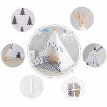 Black Tree Printed Children Teepee Four Poles Kids Play Tent Cotton Canvas Tipi For Baby House Ins Hot Foldable Children's Tent