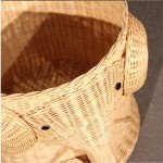 Elephant Wicker Laundry Hamper Woven Basket Clothes Bin with Lid Cotton Large Storage Baskets Box for Toys Bath Baby Kid Child