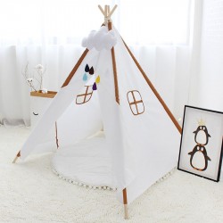 Four Poles Play Tent For Kids Solid Color Children Teepee Oxford Cloth Tipi For Baby Room Playhouse