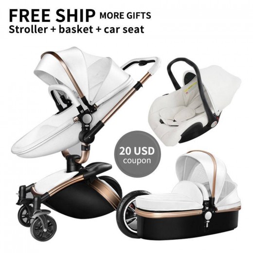 Free ship! babyfond Aulon 3 in 1 baby stroller leather two-way shock absorbers baby car cart trolley Europe baby pram gift