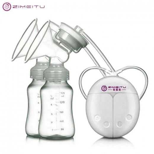 ZIMEITU Double Electric breast pumps Powerful Nipple Suction USB Electric Breast Pump with baby milk bottle Cold Heat Pad Nippl