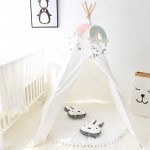 Four Poles Kids Play Tent Cotton Canvas Teepee Children Toy Tent White Pink Blue Playhouse for Baby Room Tipi