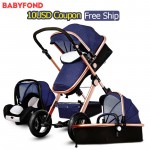 Free Ship! 3 in 1 baby strollers and  sleeping basket newborn baby carriage 0~36 months Europe baby pram gold frame baby car