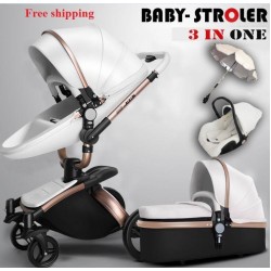 Luxury Baby Stroller 3 in 1 Fashion Carriage European Pram Suit for Lying and Seat
