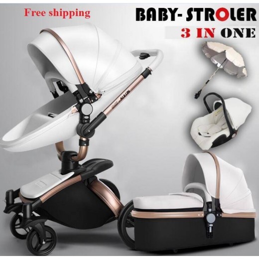 Luxury Baby Stroller 3 in 1 Fashion Carriage European Pram Suit for Lying and Seat