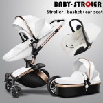 More Gifts!Free Ship! Brand baby stroller 3pcs 3 in 1 baby stroller Leather Pram Eu Car Seat Bassinet newborn car Babyfond AULON