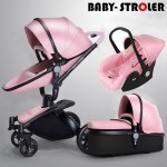 More Gifts!Free Ship! Brand baby stroller 3pcs 3 in 1 baby stroller Leather Pram Eu Car Seat Bassinet newborn car Babyfond AULON