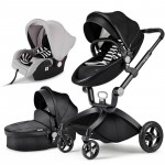 Hot mum baby strollers   3 in 1 baby carriage leather 0-3 years original hot mum baby stroller newborn car