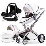 Hot mum baby strollers   3 in 1 baby carriage leather 0-3 years original hot mum baby stroller newborn car