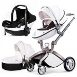 Hot mum baby strollers   3 in 1 baby carriage leather 0-3 years original hot mum baby stroller newborn car