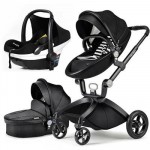 Hot mum baby strollers   3 in 1 baby carriage leather 0-3 years original hot mum baby stroller newborn car