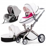 Hot mum baby strollers   3 in 1 baby carriage leather 0-3 years original hot mum baby stroller newborn car