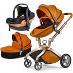 Hot mum baby strollers   3 in 1 baby carriage leather 0-3 years original hot mum baby stroller newborn car