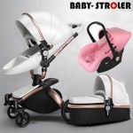Coupon! Free Ship! Brand baby strollers 3 in 1 EU standard baby car baby carriage 0-36 months use  leather Aulon