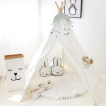 Five Poles Kids Tent Pure Color Indian Teepee Children's Play Tent Cotton Canvas Tipi For Baby Playhouses For Kids 150*150cm