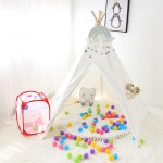 Five Poles Kids Tent Pure Color Indian Teepee Children's Play Tent Cotton Canvas Tipi For Baby Playhouses For Kids 150*150cm