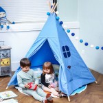 Five Poles Kids Tent Pure Color Indian Teepee Children's Play Tent Cotton Canvas Tipi For Baby Playhouses For Kids 150*150cm
