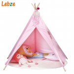 Five Poles Kids Tent Pure Color Indian Teepee Children's Play Tent Cotton Canvas Tipi For Baby Playhouses For Kids 150*150cm