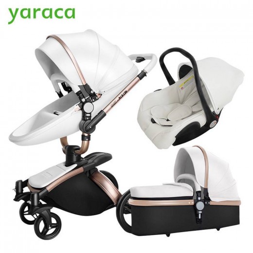 Baby Stroller 3 in 1 Car Seat High View Pram For Newborns Folding Baby Carriage 360 Degree Rotation Travel System Baby Trolley