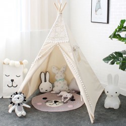 Lace Tipi Tent For Kids Indian Cotton Teepees For Children Playhouse Foldable Play Tent For Baby Reading Corner For Girls