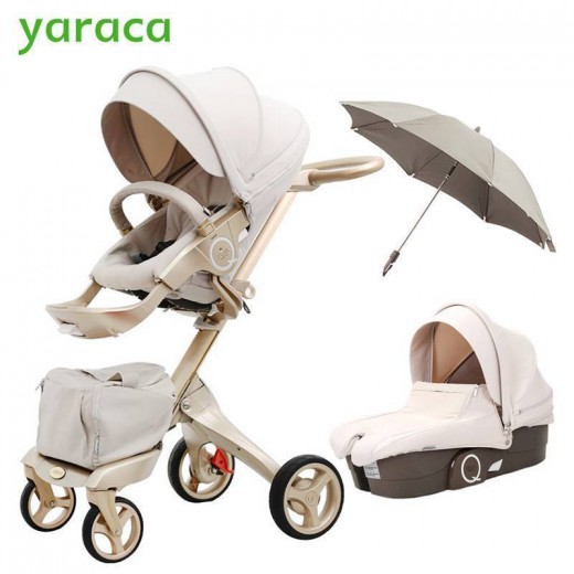 Luxury Baby Stroller High Landscape Portable Baby Carriages Folding Prams For Newborns Travel System 2 in 1