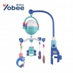 Yobee Musical Rotate Crib Mobile Bed Thick Bracket Bell Star Projecting Baby Rattle Toys with 5 teether rattles for Newborn Kids