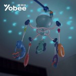Yobee Musical Rotate Crib Mobile Bed Thick Bracket Bell Star Projecting Baby Rattle Toys with 5 teether rattles for Newborn Kids