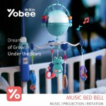 Yobee Musical Rotate Crib Mobile Bed Thick Bracket Bell Star Projecting Baby Rattle Toys with 5 teether rattles for Newborn Kids