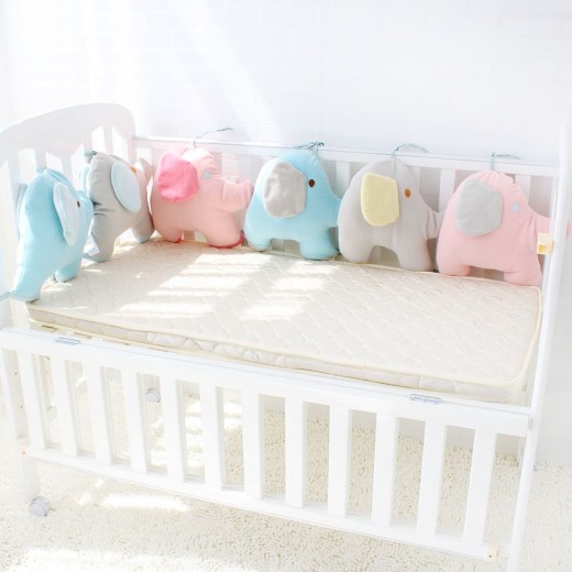 Baby Bed Bumper For Newborns Elephant Crib Bumper Infant Cot Crotch Soft Thick Baby Crib Protector Total 6 Pieces Size 180x35cm