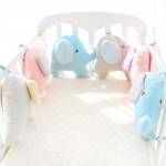 Baby Bed Bumper For Newborns Elephant Crib Bumper Infant Cot Crotch Soft Thick Baby Crib Protector Total 6 Pieces Size 180x35cm