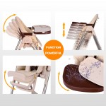 Portable High Chair For Baby Foldable Baby Highchairs for Feedding Adjustable Booster Seat For Dinner Table With Four Wheels