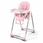 Portable High Chair For Baby Foldable Baby Highchairs for Feedding Adjustable Booster Seat For Dinner Table With Four Wheels