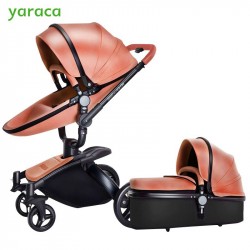 Luxury Baby Stroller With Separate Carrycot Black Frame 360 Degree Rotation Baby Carriage High-landscape Pram For Newborn 2 in 1