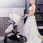 Luxury Baby Stroller With Separate Carrycot Black Frame 360 Degree Rotation Baby Carriage High-landscape Pram For Newborn 2 in 1