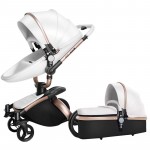 Luxury Baby Stroller With Separate Carrycot Black Frame 360 Degree Rotation Baby Carriage High-landscape Pram For Newborn 2 in 1