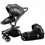 Luxury Baby Stroller With Separate Carrycot Black Frame 360 Degree Rotation Baby Carriage High-landscape Pram For Newborn 2 in 1