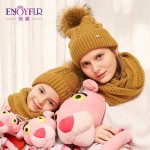 ENJOYFUR women hat and scarf set for girl wool knitted baby hat girl female winter scarf cotton caps children boy Parental suit